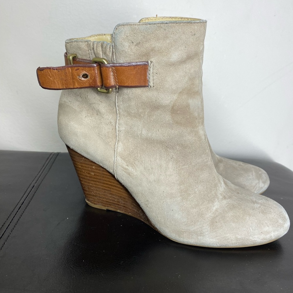 Coach Booties Womens 6B Suede Leather Ambyr Wedge Ankle Boots